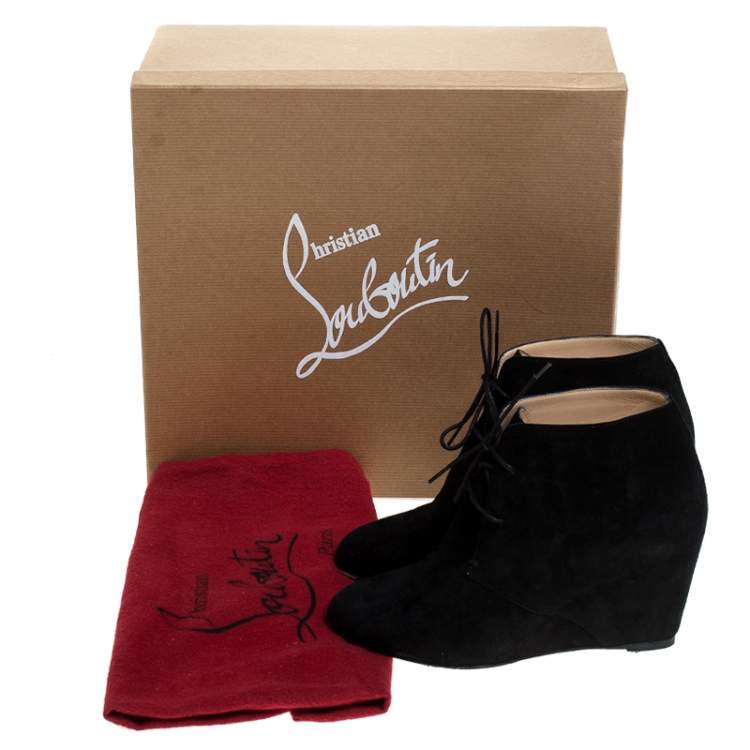 Pre Owned Christian Louboutin Black Suede Ankle Booties Size 38