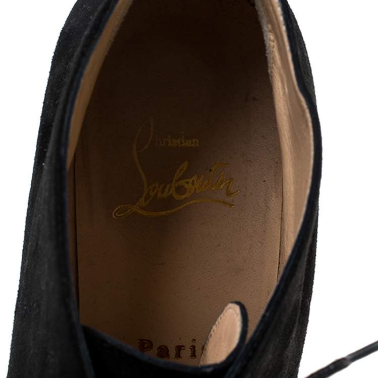 Pre Owned Christian Louboutin Black Suede Ankle Booties Size 38