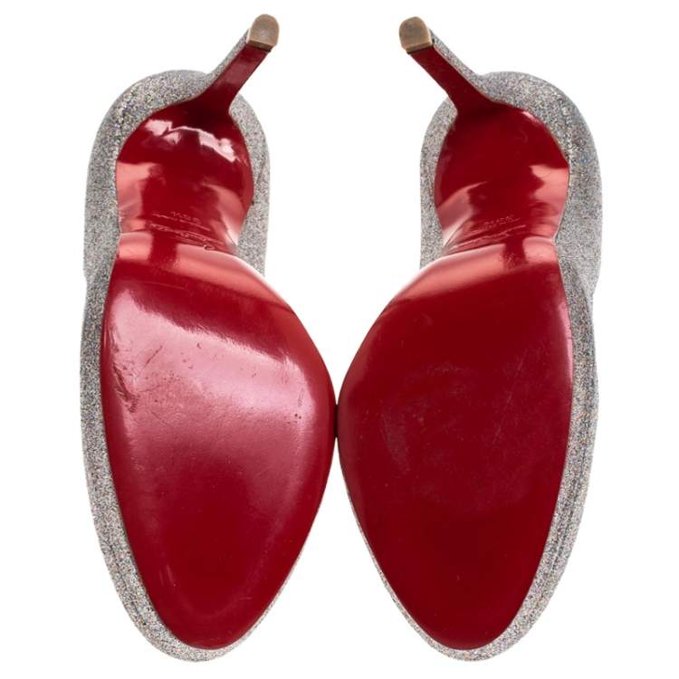 Pre Owned Christian Louboutin Multicolor Glitter Fifi Pumps Size 38.5