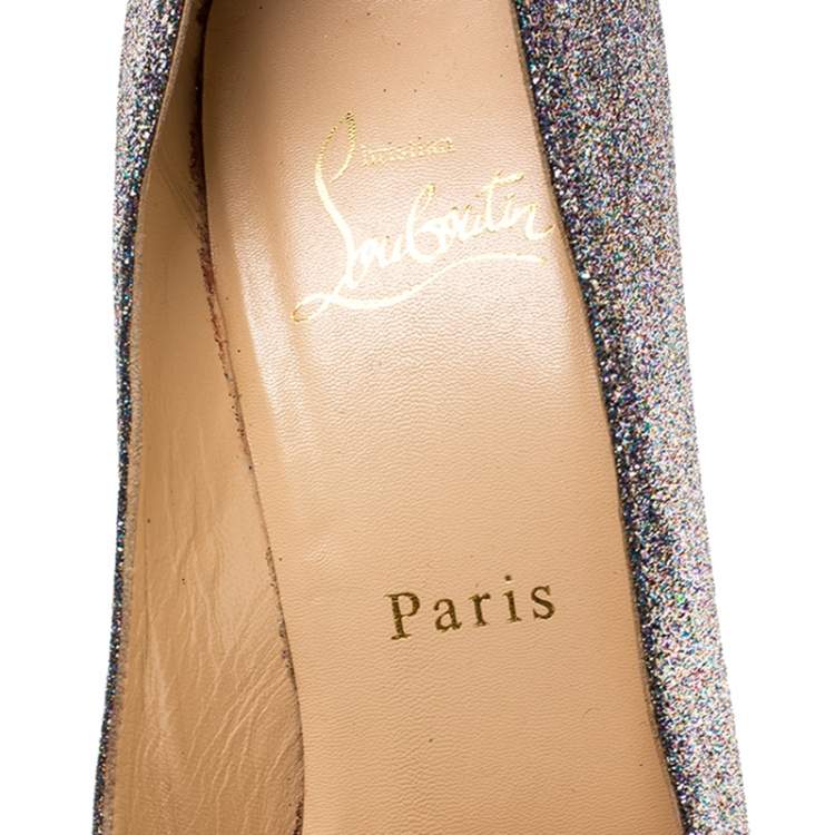 Pre Owned Christian Louboutin Multicolor Glitter Fifi Pumps Size 38.5