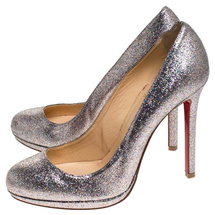 Pre Owned Christian Louboutin Multicolor Glitter Fifi Pumps Size 38.5