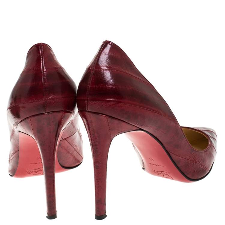 مملوكة مسبقًا Christian Louboutin Red Textured Leather Pigalle Pointed Toe Pumps Size 41