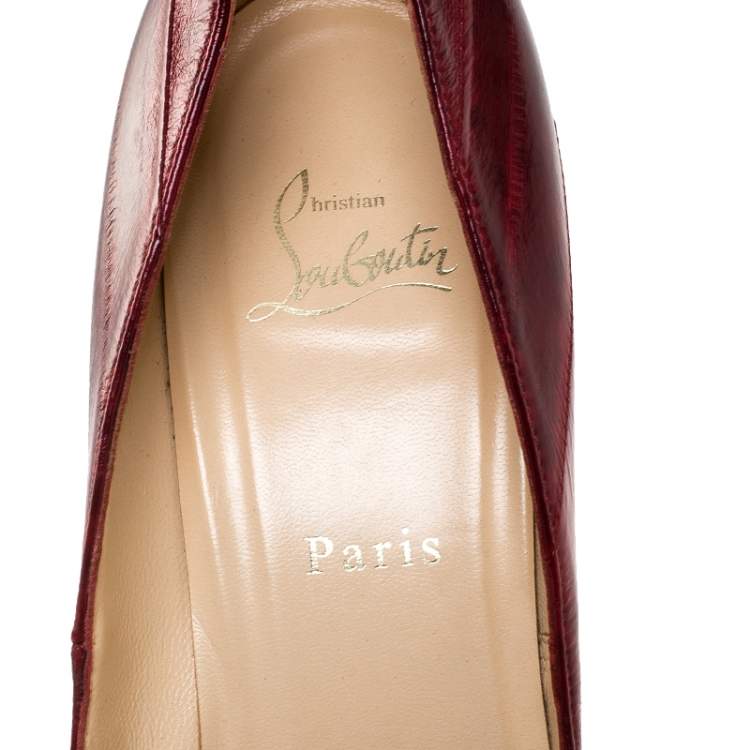 مملوكة مسبقًا Christian Louboutin Red Textured Leather Pigalle Pointed Toe Pumps Size 41
