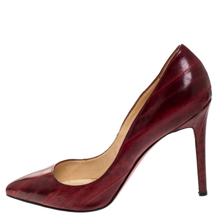 مملوكة مسبقًا Christian Louboutin Red Textured Leather Pigalle Pointed Toe Pumps Size 41