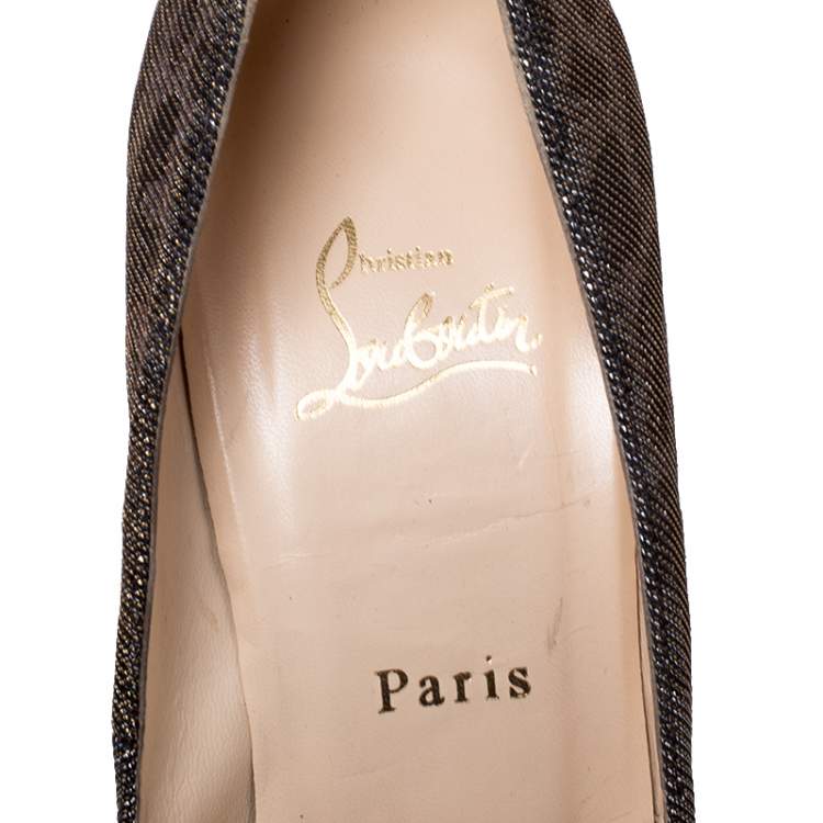 Pre Owned Christian Louboutin Metallic Gold/Silver Leopard Print Lamè Fabric Decollete Pumps Size 41