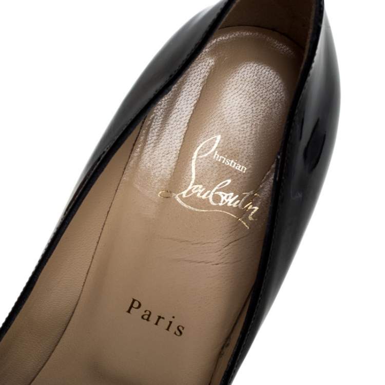 مملوكة مسبقًا Christian Louboutin Black Patent Leather Pigalle Plato Pointed Toe Pumps Size 38.5