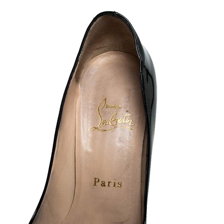 Pre Owned Christian Louboutin Sacramento Green Patent Leather Palais Royal Peep Toe Platform Pumps Size 38