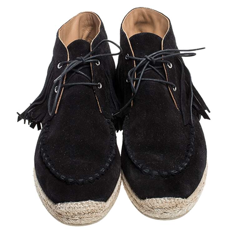 Pre Owned Christian Louboutin Black Suede Cada Poca Crosta Espadrille Sneakers Size 40