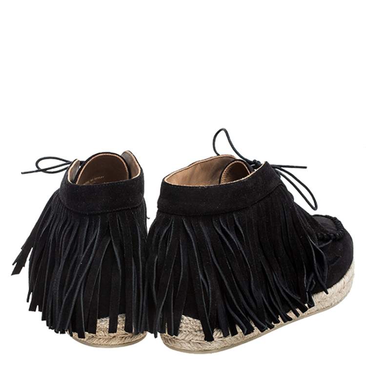 Pre Owned Christian Louboutin Black Suede Cada Poca Crosta Espadrille Sneakers Size 40