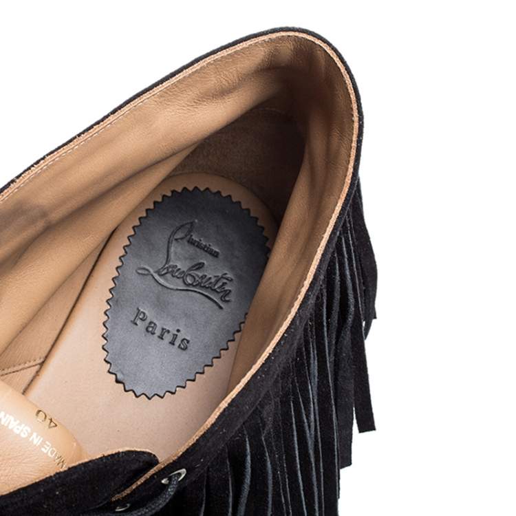 Pre Owned Christian Louboutin Black Suede Cada Poca Crosta Espadrille Sneakers Size 40
