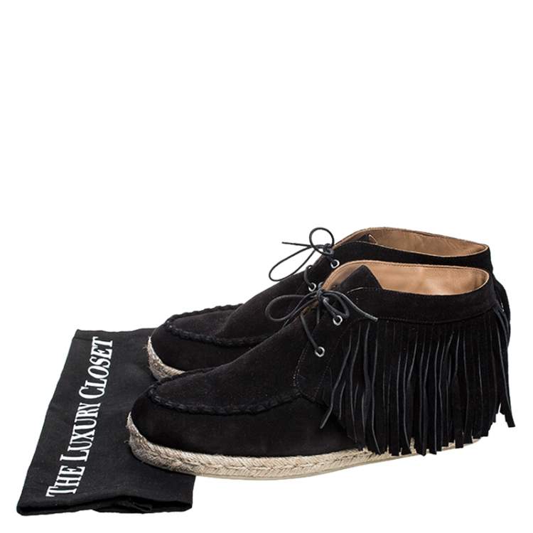 Pre Owned Christian Louboutin Black Suede Cada Poca Crosta Espadrille Sneakers Size 40