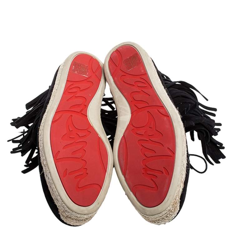 Pre Owned Christian Louboutin Black Suede Cada Poca Crosta Espadrille Sneakers Size 40