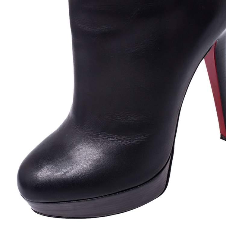Pre Owned Christian Louboutin Black Leather Fifi Botta Knee Boots Size 36