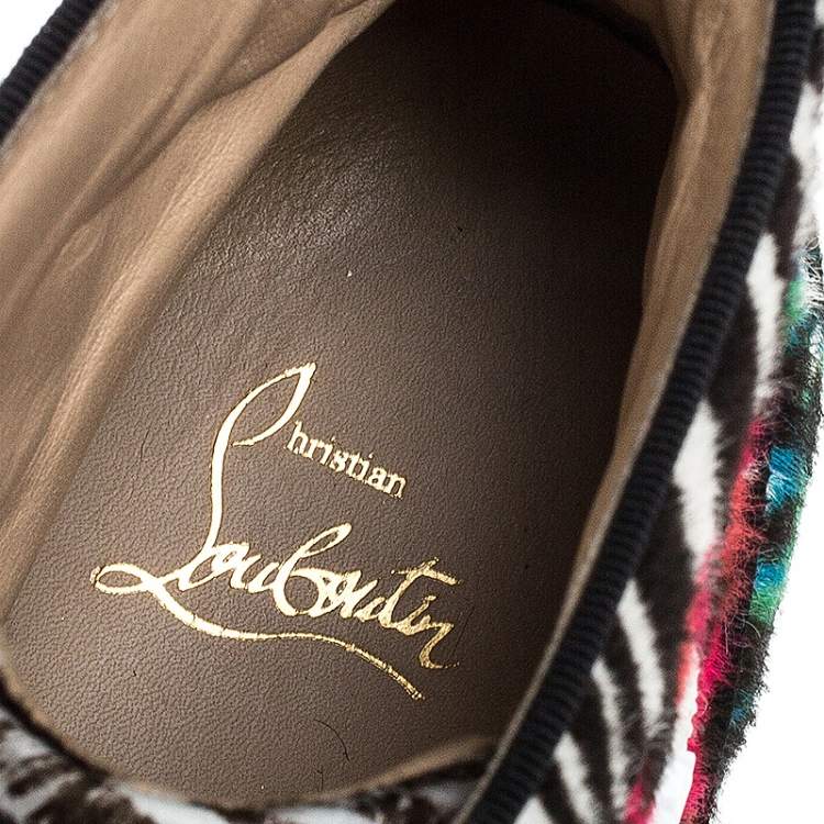 Pre Owned Christian Louboutin Multicolor Leopard Print Calf Hair Rantus Orlato High Top Sneakers Size 41