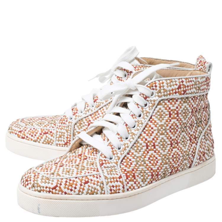Pre Owned Christian Louboutin Multicolor Woven Leather Rantus Orlato High Top Sneakers Size 39
