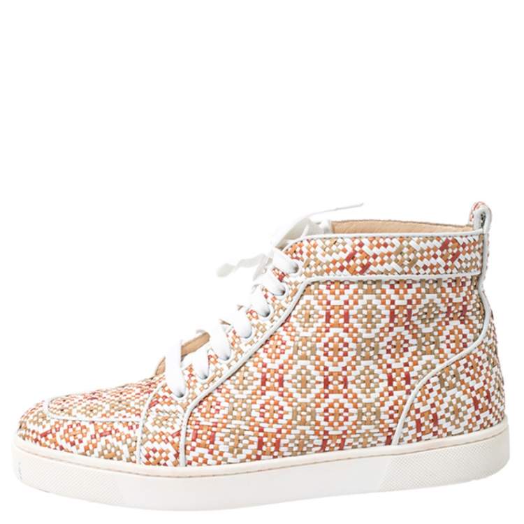 Pre Owned Christian Louboutin Multicolor Woven Leather Rantus Orlato High Top Sneakers Size 39