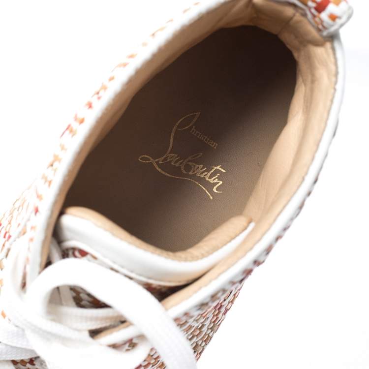 Pre Owned Christian Louboutin Multicolor Woven Leather Rantus Orlato High Top Sneakers Size 39