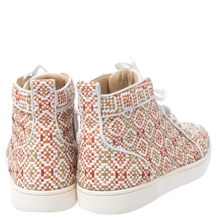 Pre Owned Christian Louboutin Multicolor Woven Leather Rantus Orlato High Top Sneakers Size 39