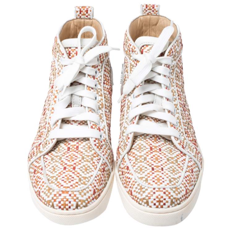 Pre Owned Christian Louboutin Multicolor Woven Leather Rantus Orlato High Top Sneakers Size 39