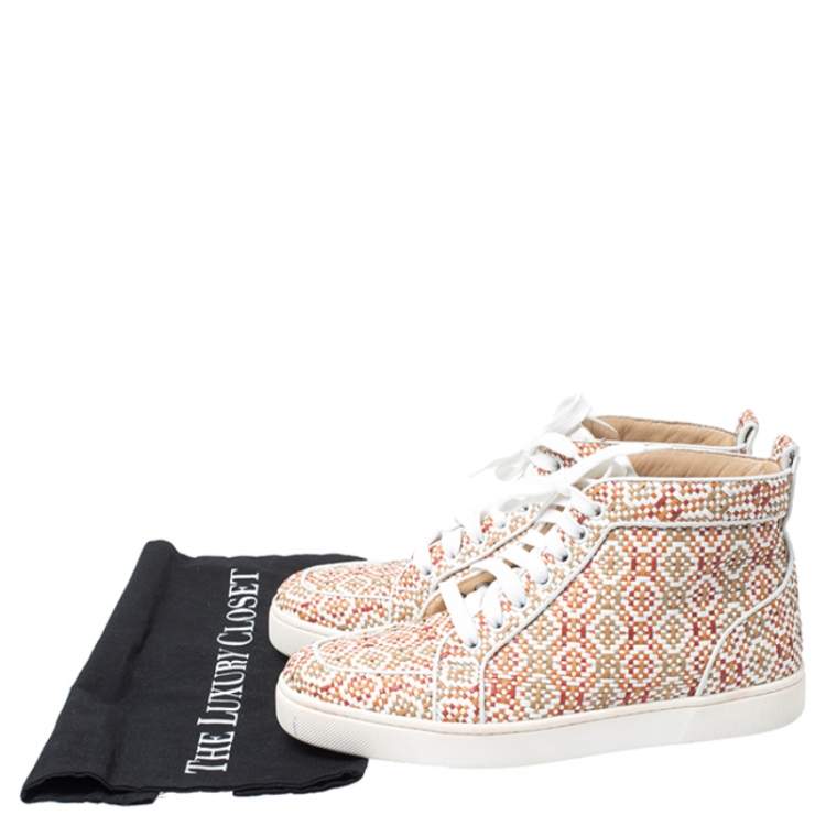 Pre Owned Christian Louboutin Multicolor Woven Leather Rantus Orlato High Top Sneakers Size 39