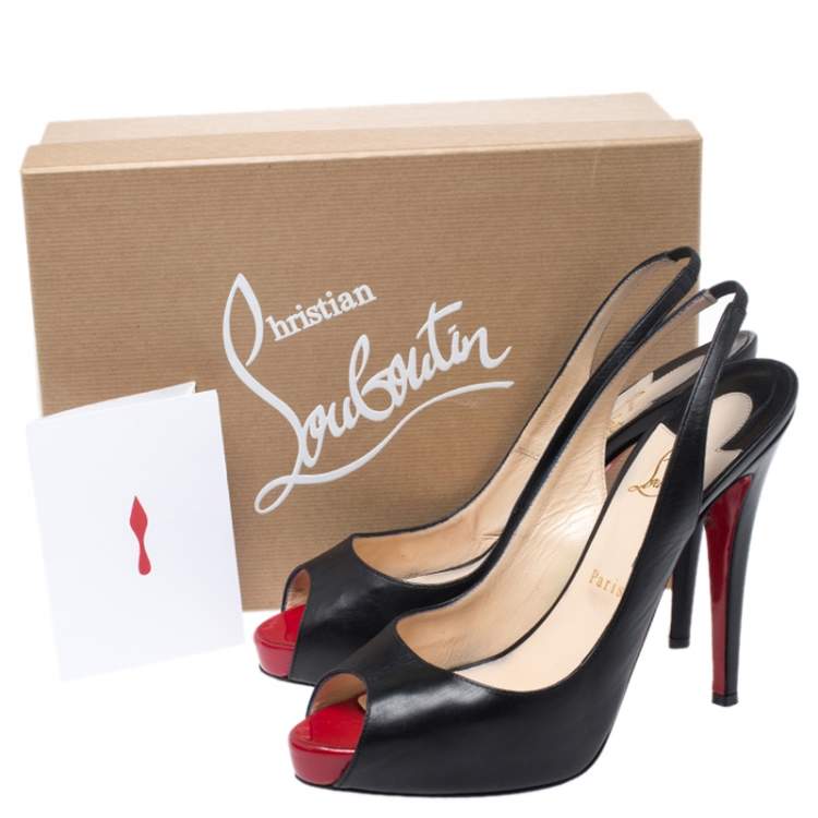 Pre Owned Christian Louboutin Black Patent N°Prive Slingback Sandals Size 41