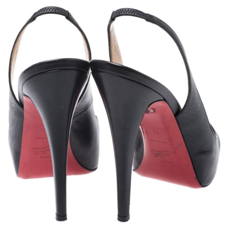 Pre Owned Christian Louboutin Black Patent N°Prive Slingback Sandals Size 41