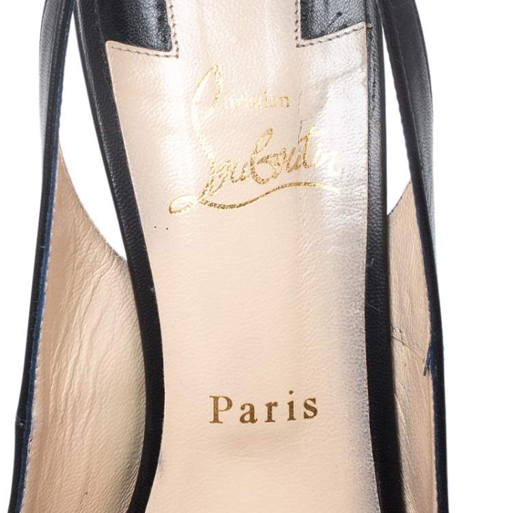 Pre Owned Christian Louboutin Black Patent N°Prive Slingback Sandals Size 41