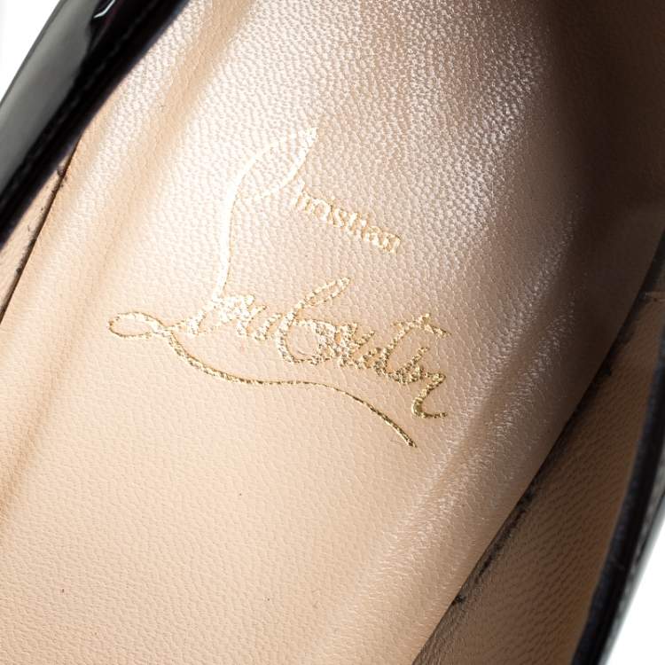 Pre Owned Christian Louboutin Black Patent RonRon Zeppa Wedge Pumps Size 38.5