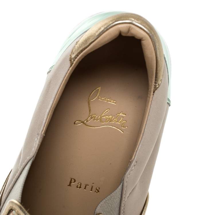 Pre Owned Christian Louboutin Multicolor Python Leather And Leather Pik Boat Slip On Sneakers Size 40.5
