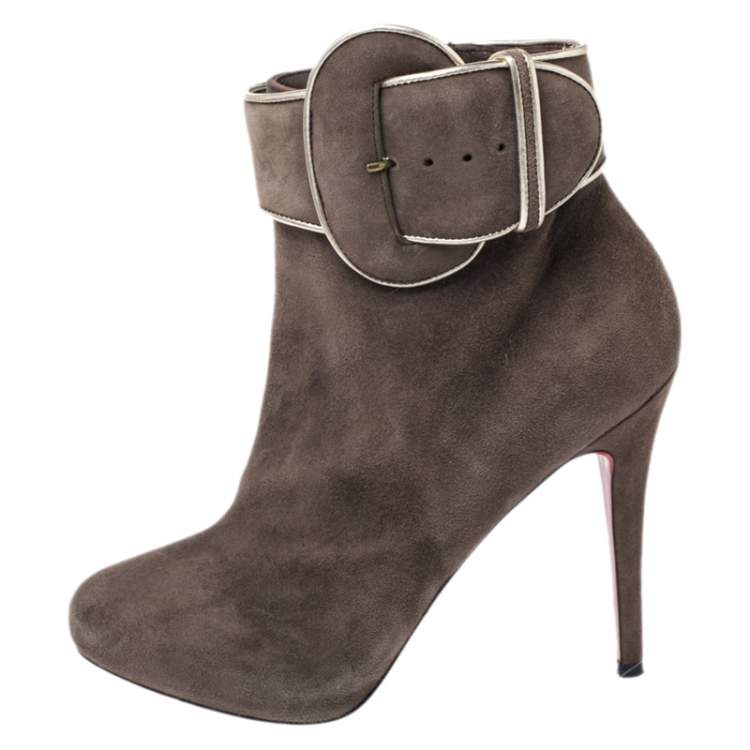 Christian louboutin grey top suede boots