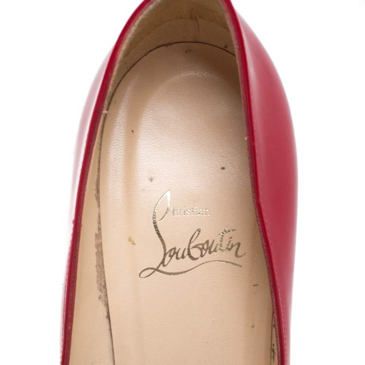 Pre Owned Christian Louboutin Red Patent Leather Pigalle Plato Pointed Toe Pumps Size 38.5