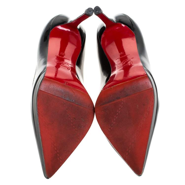 Pre Owned Christian Louboutin Black Patent Leather Pigalle Plato Platform Pumps Size 37