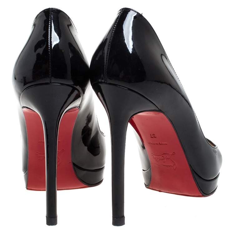 Pre Owned Christian Louboutin Black Patent Leather Pigalle Plato Platform Pumps Size 37
