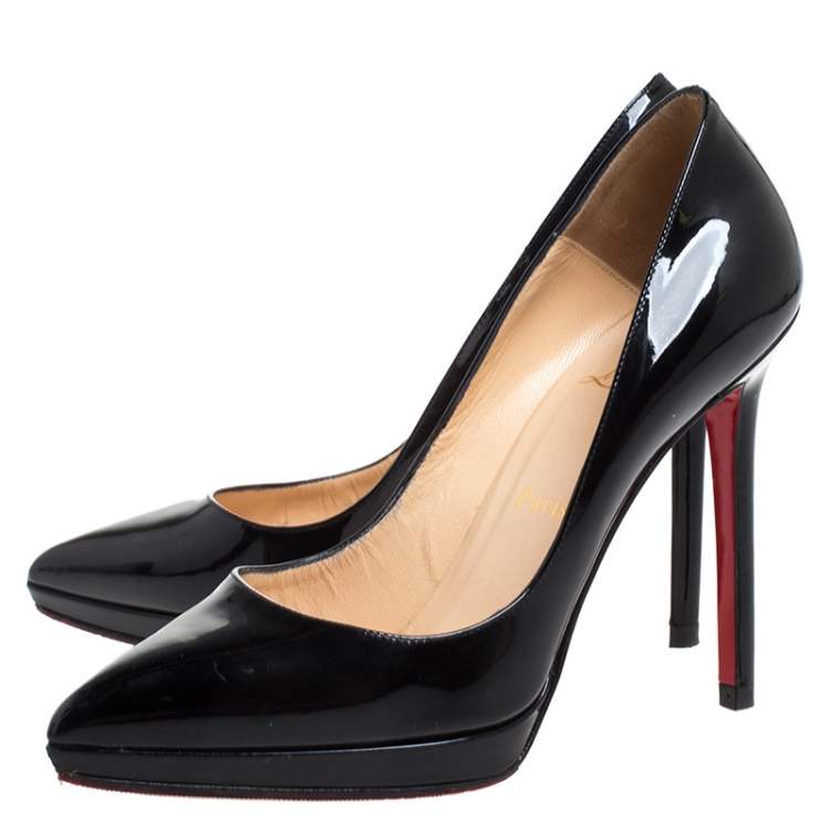 Pre Owned Christian Louboutin Black Patent Leather Pigalle Plato Platform Pumps Size 37