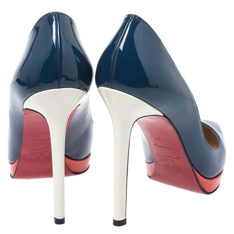 Pre Owned Christian Louboutin Multicolor Patent Leather Pigalle Plato Pumps Size 37