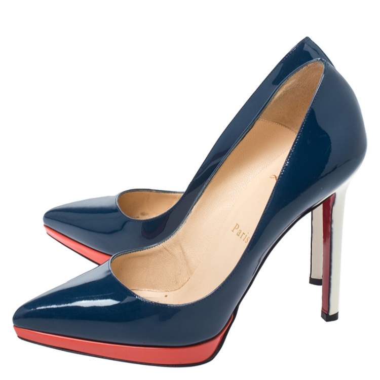 Pre Owned Christian Louboutin Multicolor Patent Leather Pigalle Plato Pumps Size 37