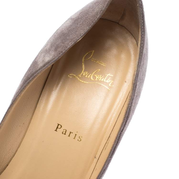 Pre Owned Christian Louboutin Grey Suede Pigalle Follies Pointed Toe Pumps Size 40.5