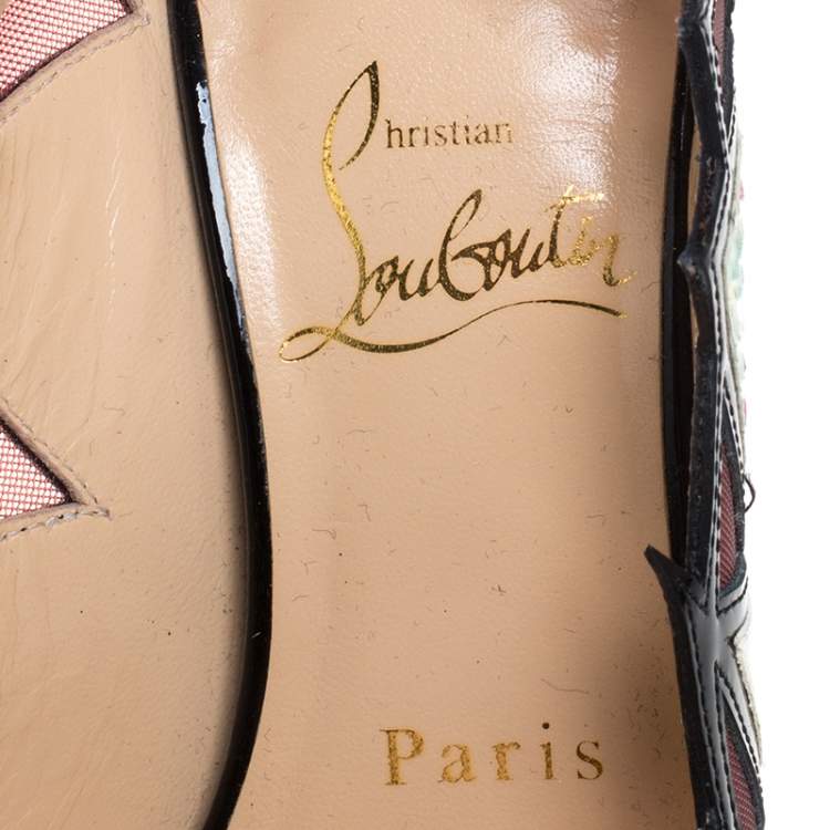 Pre Owned Christian Louboutin Multicolor Python And Mesh Explorete Pigalle Zig Zag Trim Pointed Toe Pumps Size 36