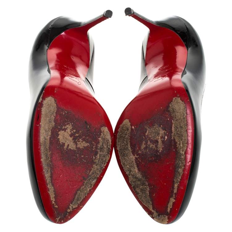 Pre Owned Christian Louboutin Black Patent Leather Fifille Pumps Size 39.5