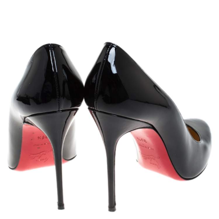 Pre Owned Christian Louboutin Black Patent Leather Fifille Pumps Size 39.5