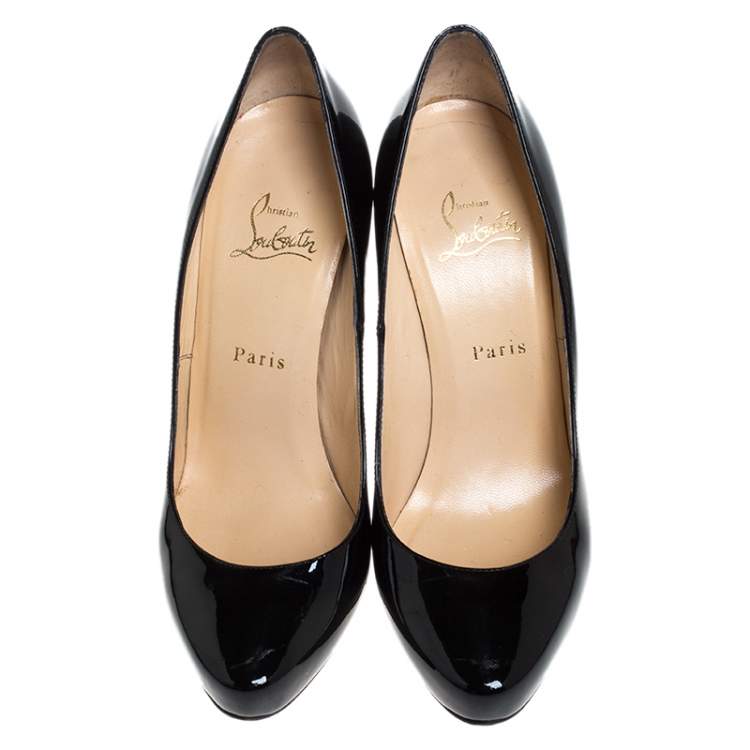 Pre Owned Christian Louboutin Black Patent Leather Fifille Pumps Size 39.5