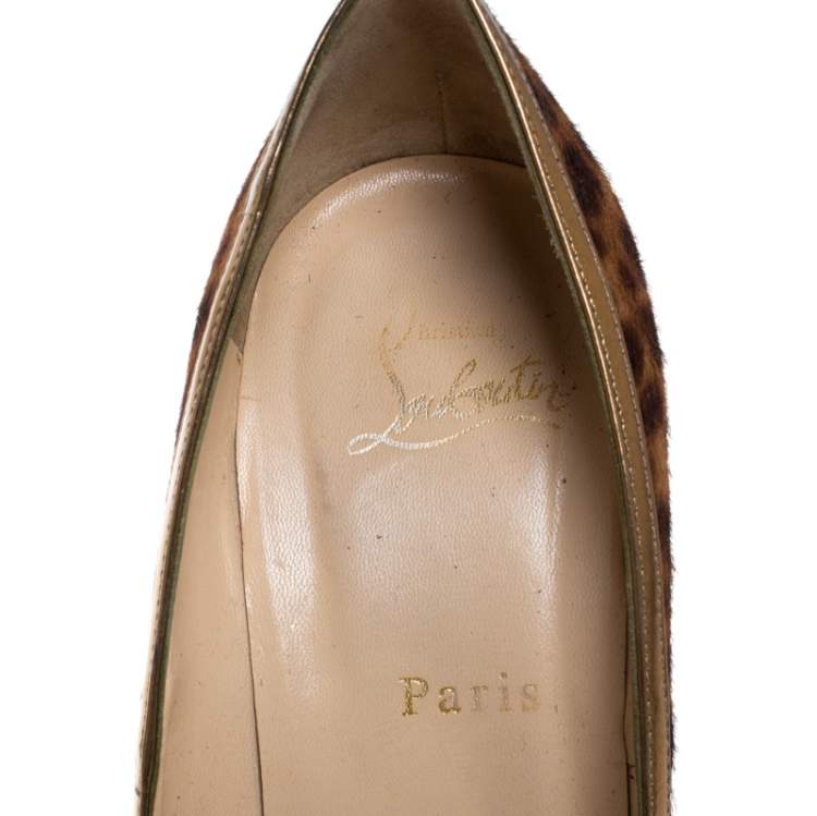 Pre Owned Christian Louboutin Brown Leopard Print Pony Hair And Suede Leather Trotitella Platform Loafer Pumps Size 40 