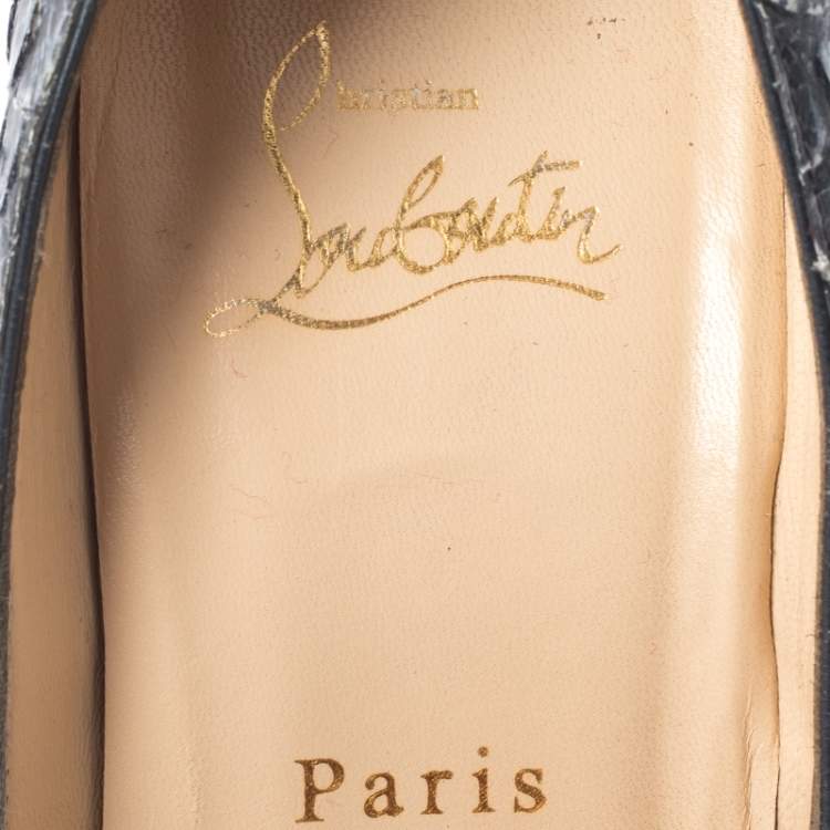 Pre Owned Christian Louboutin Ash Blue Python Lady Peep Platform Pumps Size 38.5
