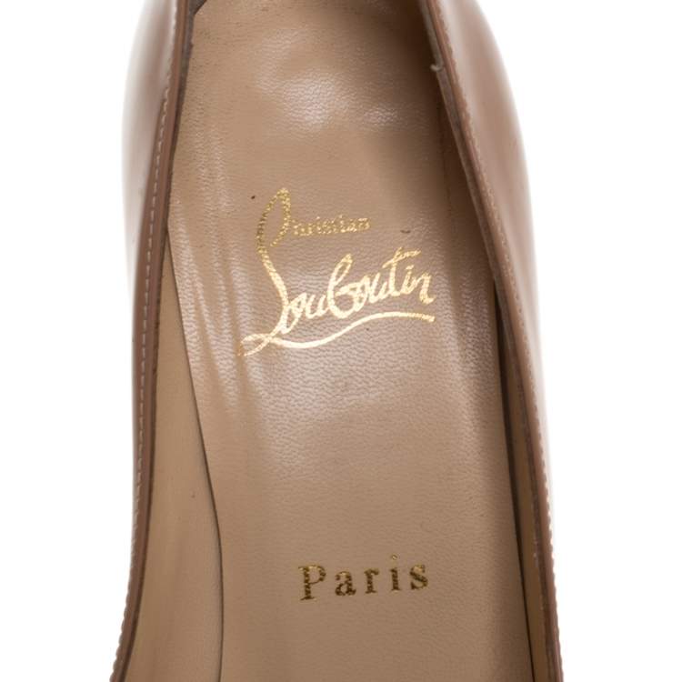 Pre Owned Christian Louboutin Beige Patent Leather Bow Vinodo Pumps Size 36