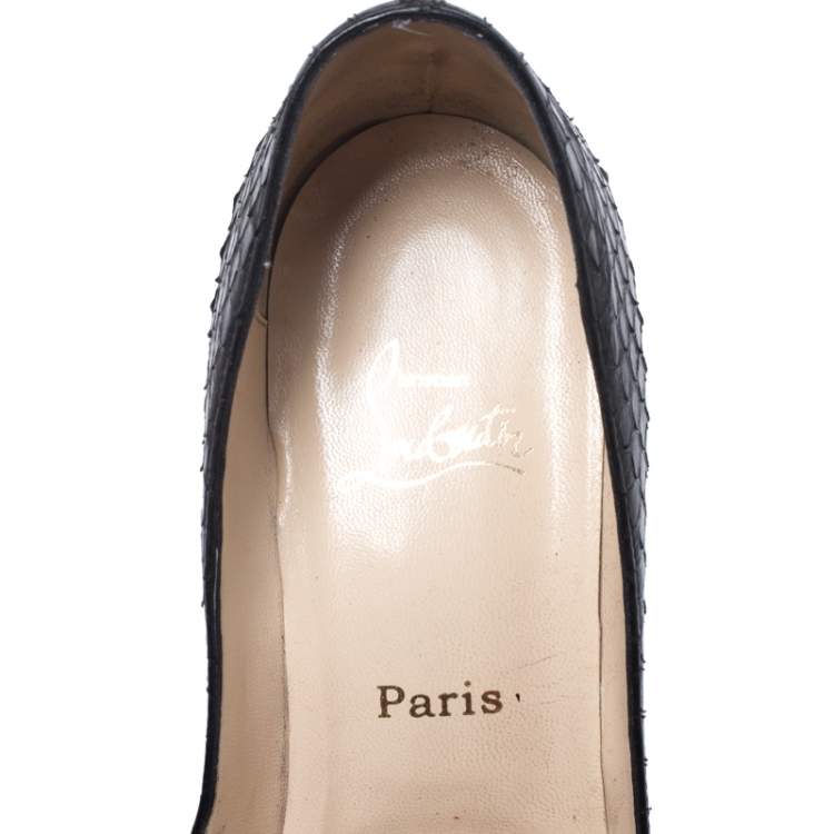 Pre Owned Christian Louboutin Black Python Altadama Peep Toe Platform Pumps Size 39