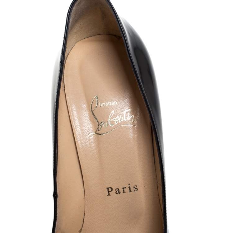 Pre Owned Christian Louboutin Black Leather Simple Pumps Size 38.5