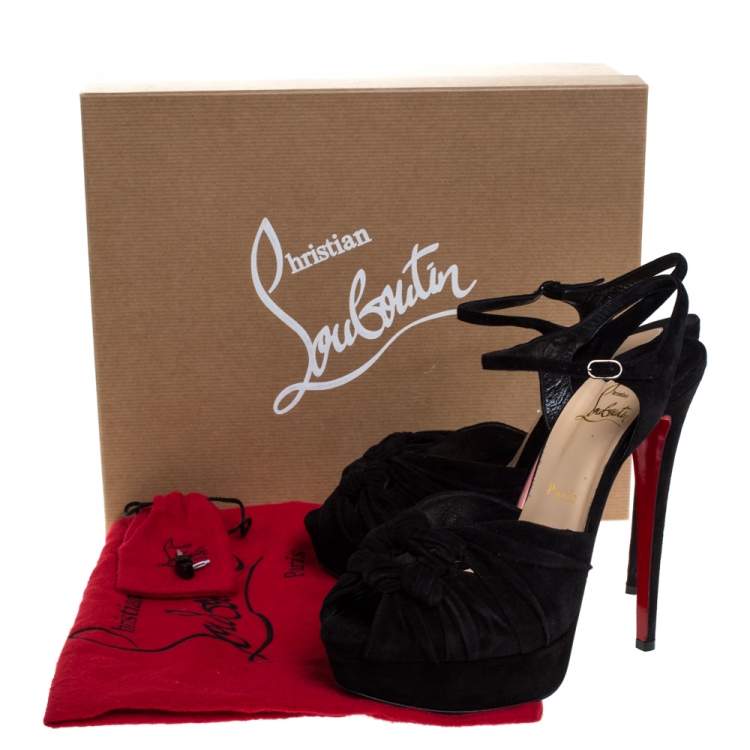 Pre Owned Christian Louboutin Black Suede Ionescadiva Platfrom Sandals Size 39.5