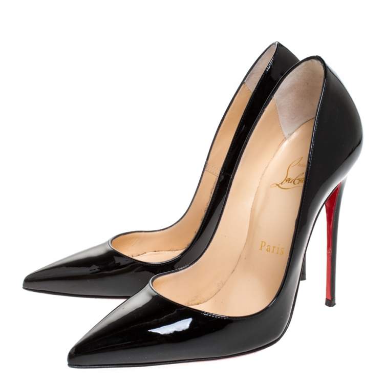 Pre Owned Christian Louboutin Black Patent Leather So Kate 120 Pointed Toe Pumps Size 36