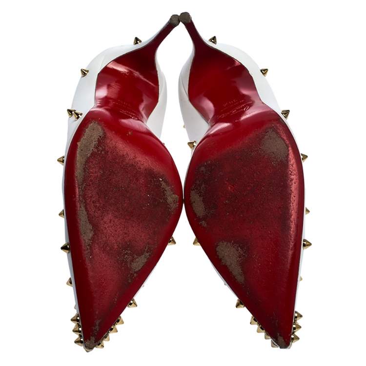 Pre Owned Christian Louboutin White Leather Degraspike Pumps Size 38.5
