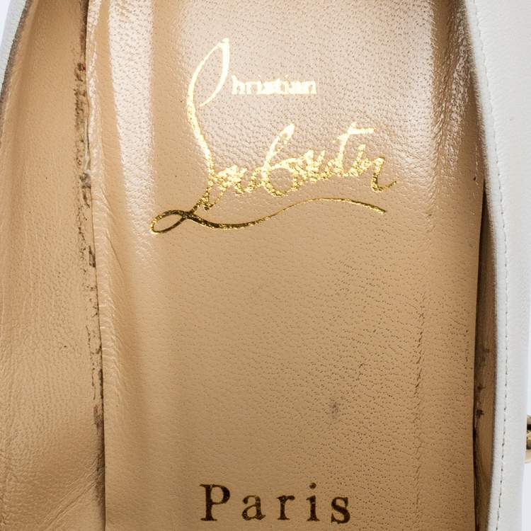 Pre Owned Christian Louboutin White Leather Degraspike Pumps Size 38.5
